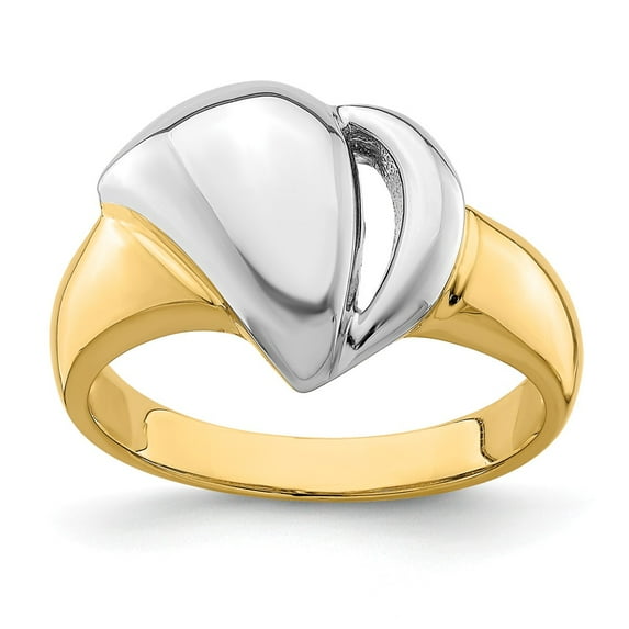 Solid 14k Yellow and White Gold Two Tone Contemporary Ring Band Size 6.5