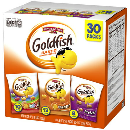 Pepperidge Farm Goldfish Classic Mix Crackers, 29 oz. Variety Pack Box, 30-count Snack