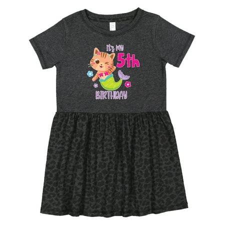 

Inktastic It s My 5th Birthday with Cute Cat Mermaid Girls Toddler Dress