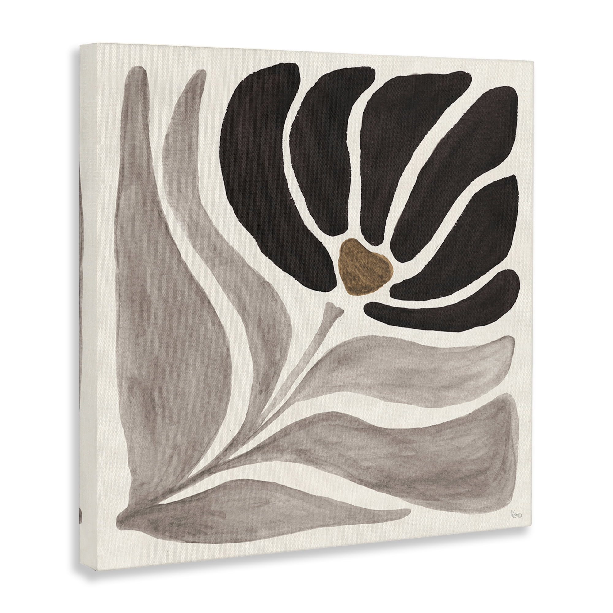Stupell Industries Modern Neutral Bloom Botanical & Floral Painting Gallery Wrapped Canvas Art Print Wall Art, 17 x 17