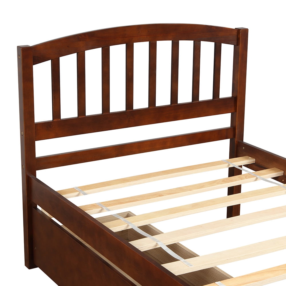 Lowestbest Twin Platform Storage Bed, Wood Bed Frame with Two Drawers and Headboard