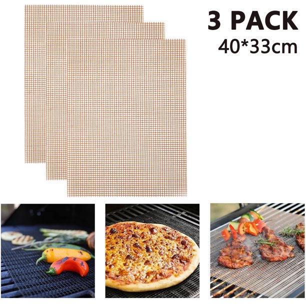 3 piezas Parrilla de barbacoa Estera de malla Antiadherente Parrilla de barbacoa Revestimientos de láminas Esteras para asar Pescado antiadherente Accesorios para fumar verduras Gas, Parrilla de