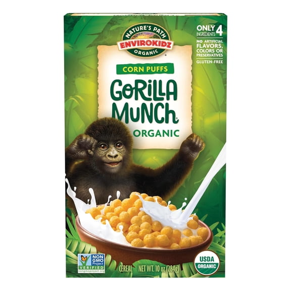 Pack of 12, Natures Path Organic Gorilla Munch Corn Puffs, 10 oz