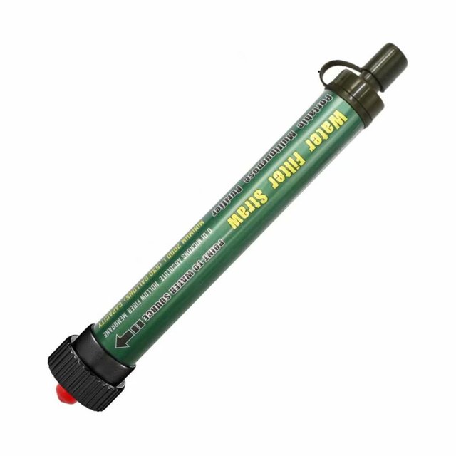 Filtro de agua personal El sistema de filtración de agua de 2000 L elimina el 99,9% de las bacterias Agua potable con pajita para senderismo, viajes, mochileros, acampadas, supervivencia (verde) ER