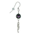 thumbnail image 4 of Beautiful Handmade Hammered Swirl Sterling Silver Beaded Earrings - Iridescent Purple Crystal Pearl, 4 of 5