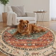 thumbnail image 6 of Wonnitar Boho Tribal Round Rug 5' Washable Area Rug, Non Slip Ultra Soft Vintage Circle Carpet for Living Room Bedroom Kitchen Office Laundry Room, Red, 6 of 8