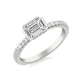 thumbnail image 3 of Spot Jewel 2 Ct Emerald Cut Lab Created Diamond Ring - 14K White Gold Plated Solitaire with Accents Engagement Wedding Bezel Set Ring for Women - Chic Jewelry Gift for Her, 3 of 3