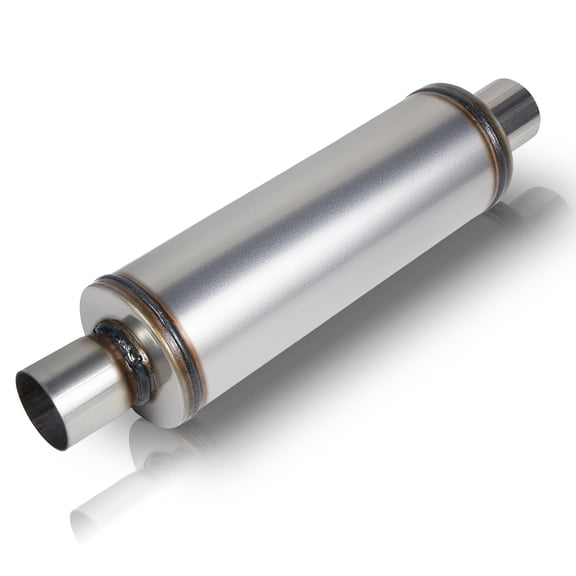 2.5" Universal Muffler Exhaust Pipe - Stainless Steel Performance Muffler for Cars, Trucks, SUVs - Deep Aggressive Sound, High Flow Exhaust Pipe to Boost Horsepower & Torque - 20" Overall Length