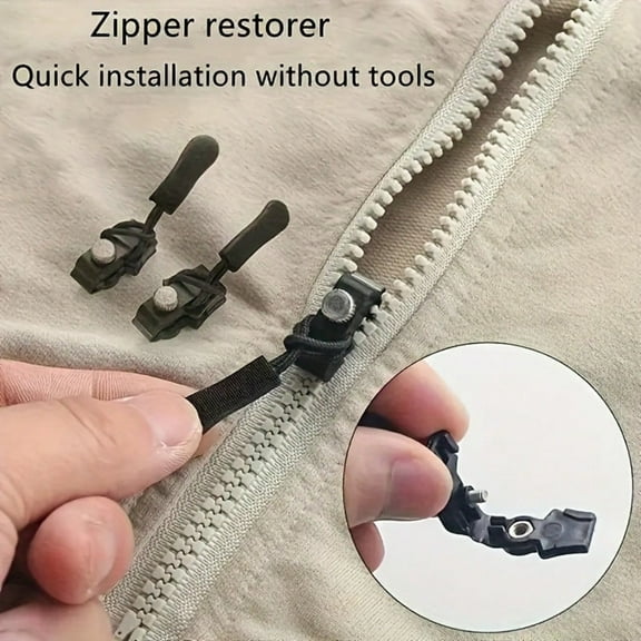 6-Pack Zipper Repair Kit, Quick Install Detachable Zipper Heads, Interchangeable Replacement Pulls for Clothing, Luggage, Backpacks & Sewing Supplies