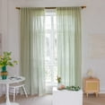 thumbnail image 2 of JOOJA St. Patrick's Day Green 2 Panels Embroidery Boho Cotton Linen Window Curtains for Living Room,Green 55" W x 84"L, 2 of 7