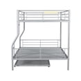 thumbnail image 5 of Kumix Bunk Bed with Trundle, Full XL over Queen Bunk Bed with Full Length Guardrail and Ladder for Teens, Metal Bunk Bed Can Convertible into 2 Beds, 3 in 1 Bunk Bed, Noise-Free, Silver, 5 of 7