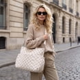 thumbnail image 4 of Gocvo Corduroy Tote Bag, Large Tote Bags for Women, Crossbody Shoulder Handbags for Work Travel（Khaki Plaid）, 4 of 7