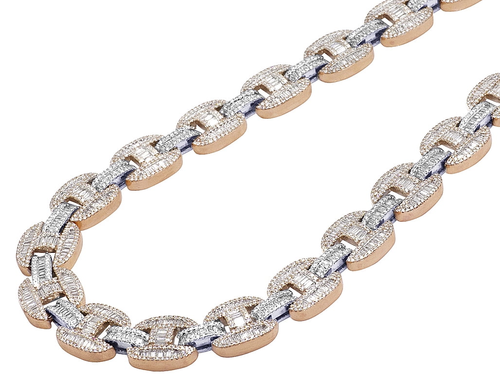 Hold op katalog Kammer 10K Two-Tone Rose/White Real Diamond Baguette Gucci Mariner Chain Necklace  15MM 20" - Walmart.com