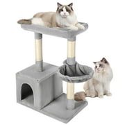 Arbre à chat avec poteaux à gratter recouverts de sisal et 1 mobilier en peluche pour chats pour chatons, gris clair