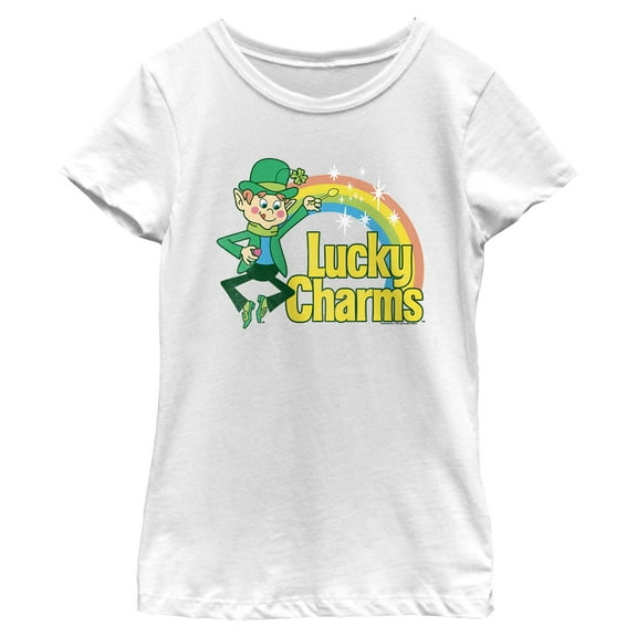 Girl's Lucky Charms Chibi Rainbow Graphic T-Shirt