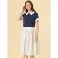 thumbnail image 3 of INSPIRE CHIC Blouse à Manches Courtes Col Contrasté pour Femmes, Pois, Saint-Valentin, Bleu Foncé L, 3 of 5
