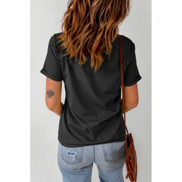 ABPHQTO Camiseta de manga corta con estampado de corazón de leopardo y rayas de estrellas negras para mujer