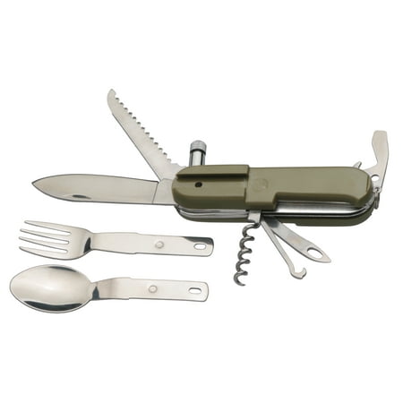 Outdoor Foldable 9 in 1 Utensil Set Stainless Steel Multi-function Hiking Camping Pocket Fork Spoon Knife (Best Knife For Hiking Camping)