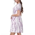 thumbnail image 2 of Honeii Lavender Flowers Print Women’s Short Sleeve Dress, Comfortable Casual Dress, Soft Polyester Spandex Blend, Stylish Everyday Wear for Summer, Perfect for Travel and Vacation, 2 of 6