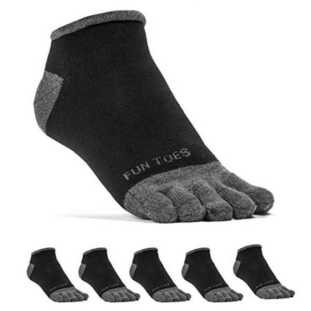 

FUN TOES Men s Toe Socks Barefoot Running Socks-Pack of 6 Pairs- shoe Size 6-12.5 (Black/Gray) 10-13