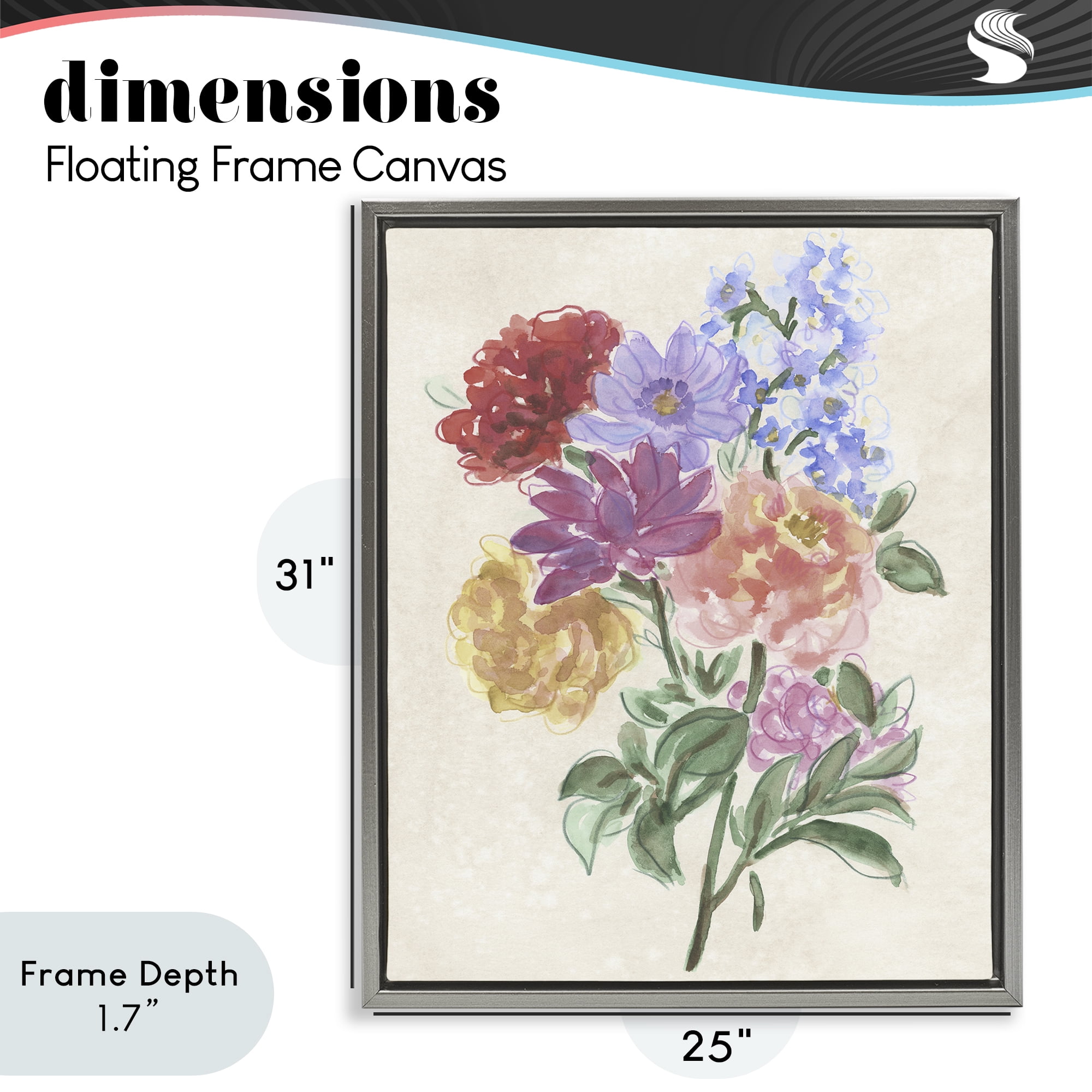 Stupell Industries Blooms On Parchment Gray Framed Floater Canvas Wall Art, design by June Erica Vess