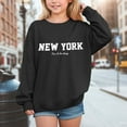 thumbnail image 2 of mgoYE Teen Girl Hoodie Cute Graphic Long Sleeve Crewneck Sweatshirts Loose Fit Drop Shoulder Winter Preppy Clothes(Grey,4-5 Years), 2 of 4