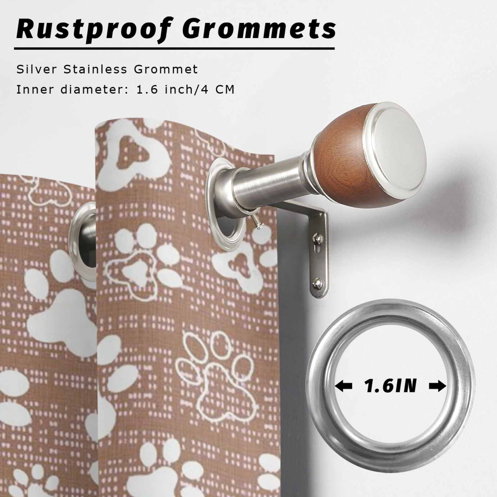 Brown Paw Print Outdoor Curtains for Patio, Modern Classic Gray White Animal Large Paw Pattern Plaid Sunshade Privacy Drapes Grommet Waterproof Outside Curtains for Porch Balcony 54"x108", 1 Panel