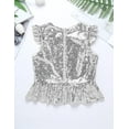 thumbnail image 5 of vastwit Kids Girls Sequins Ruffle Sleeve Camisole Peplum Crop Tank Jazz Dance Tops Mermaid Fancy Dress Up Silver 16, 5 of 7