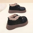 thumbnail image 4 of Womens Platform Snow Boots Low Top Waterproof Leather Lace up Furry Lined Round Toe Winter Booties Dress Shoes Black 5.5, 4 of 8