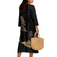 thumbnail image 2 of DISNIMO Tree Printed Linen-Like Womens Summer Maxi Dress 3/4 Sleeve Casual Loose Midi Dress Long V Neck Dresses Fashion Spring Midi Maxi Dresses, XL, 2 of 6