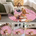 thumbnail image 5 of Round Rugs 4Ft, Pink Squirrels Christmas Round Area Rug Washable Indoor Throw Carpet, Xmas Gifts Balls Winter Snowflake Soft Non Slip Circle Rug for Kitchen Nursery Room Home Decor Aesthetic, 5 of 8