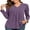 Purple, variant on JuneFish Womens Fall Long Sleeve Tunic Tops Notch V Neck Shirt Casual Pleated Basic Pullover