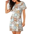 thumbnail image 2 of Daiia Lovely Bear Print Women's Nightshirt Soft Nightgowns for Women Short Sleeve dress Short-sleeved Sleepwear, 2 of 6