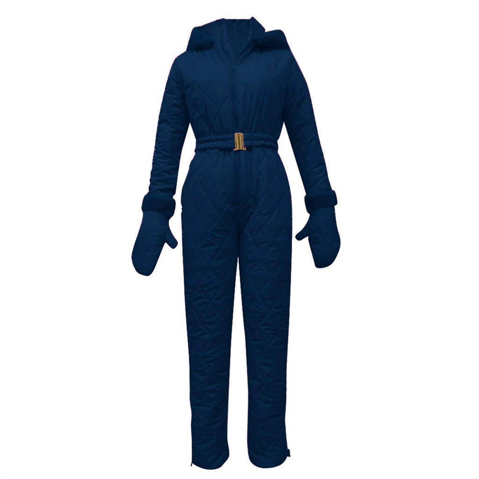 Onesies Ski Suit Women Size, Heavyweight Winter Warm Faux Fur Lined Turtleneck Hooded Jumpsuits - Walmart.com
