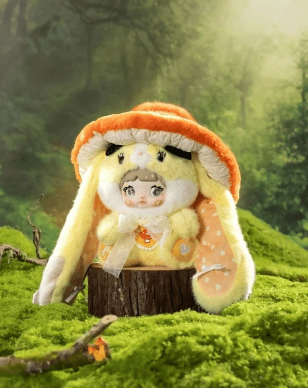 Nommi Mushroom Hat Series Plush Blind Box, 400% Big Nommi Bunny Mushroom Cap Series Kawaii Nommi Rabbit Plushie Toys Figure Doll, Cute Xmas Collectible Toy Birthday Gift for Girls(1PC Random)