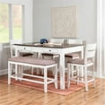 thumbnail image 2 of Pemberly Row 6-Piece Farmhouse Wood Counter Dining Set in Antique White/Brown, 2 of 14