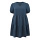 thumbnail image 4 of Vestido de cuadros de talla grande para mujer Grace & Grandeur, con cuello de pico, mangas abullonadas, midi, de capas, casual, para primavera y verano, con bolsillos, 4X azul marino, 4 of 6
