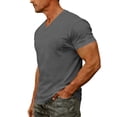 thumbnail image 4 of Mens Cotton V Neck T-Shirts Short Sleeve Casual Basic Summer Beach Pocket Tee Tops, 4 of 7