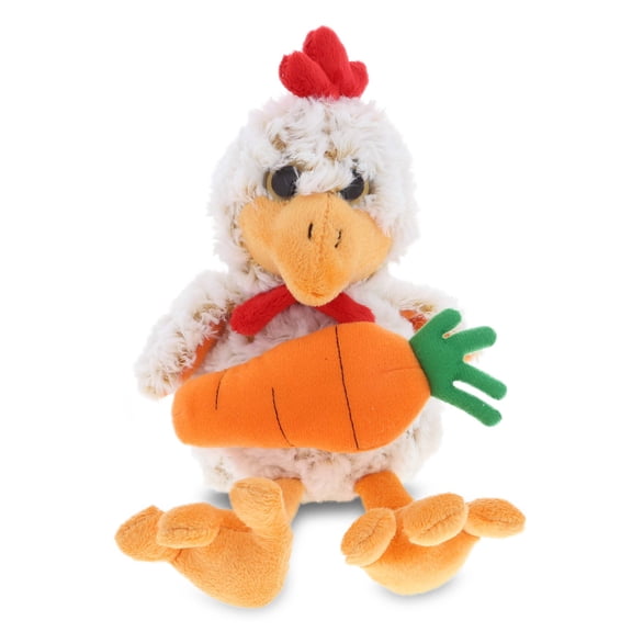 DolliBu Happy Easter Super Soft Plush Sitting Rooster with Carrot - Cute Stuffed Animals with Carrot Plush Toy, Perfect Easter Holiday Surprise Gift, Spring Easter Farm Plush Animal - 9" Inch
