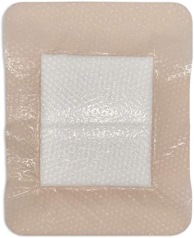 Med Pride Silicone Bordered Foam Bandages for Wounds 4x5 Inch, 10 pack Adhesive Sterile Silicone Foam Dressing