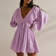 thumbnail image 1 of Vestido de manga farol básico corto hombro caído traje diario para mujer Ygjytge Púrpura T L para Mujer, 1 of 5