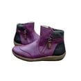 thumbnail image 1 of UKAP Ladies Ankle Boot Side Zip Flat Boots Retro Booties Street Short Bootie Slip Resistant Winter Shoes Purple 5.5, 1 of 3
