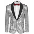 thumbnail image 6 of COOFANDY Men's Shiny Sequins Suit Jacket Blazer One Button Banquet Prom Tuxedo New Year Dinner Party Tuxedo Blazer, 6 of 9
