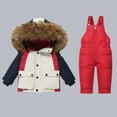 thumbnail image 4 of ATOGUTA Girls 2 Piece Snowsuit 2-Piece Waterproof Snowsuit Cozy Hooded Puffer Jacket and Ski Pants Set Size 1-5T, Red, 4 of 4