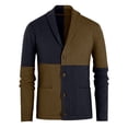 thumbnail image 3 of MAWCLOS Mens Outwear Open Front Cardigan Sweater Long Sleeve Sweaters Knitted Outdoor Color Block Cardigans Navy Blue L, 3 of 6