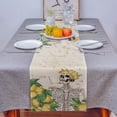 thumbnail image 4 of Table Runner Dresser Scarves 72 Inch Long, Watercolor Lemon and Skull Skeleton Linen Dining Table Runners Summer Fruit on Vintage Tabletop Scarf for Wedding Holiday Party Kitchen, 4 of 7