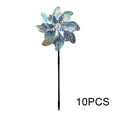 thumbnail image 3 of Maoww 10 Pieces Patio Courtyard Reflective Ground Mounted Windmill Backyard Orchard Decorative Wind Spinner Decoration Silver Flower, 3 of 9