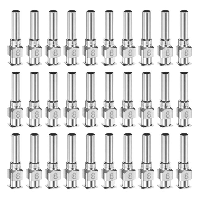 Unique Bargains 30 Pcs Aiguilles Distributrices en Acier Inoxydable 8G, Tube à Colle 1/2 Pouces Pointe Émoussée