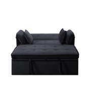 Gewnee 46 Velvet Convertible Sleeper Sofa Bed with Pull-Out Futon Couch for Small Spaces, Apartment & Living Room - Black