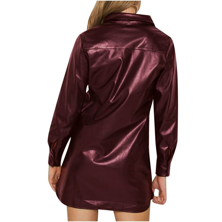 faux leather belted dress Soft Faux Leather Dress with Pocket Belt WINE from Mulla exclusive at